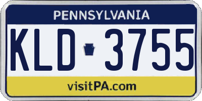PA license plate KLD3755