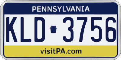 PA license plate KLD3756