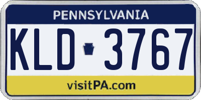 PA license plate KLD3767