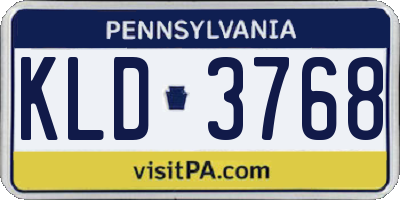 PA license plate KLD3768