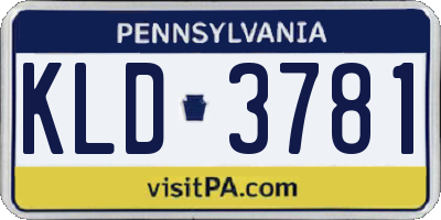 PA license plate KLD3781