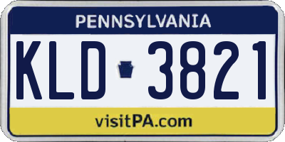 PA license plate KLD3821