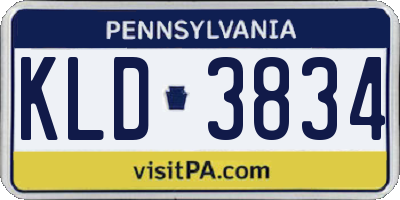 PA license plate KLD3834