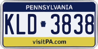 PA license plate KLD3838