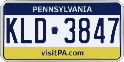 PA license plate KLD3847