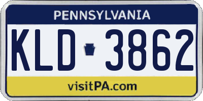 PA license plate KLD3862