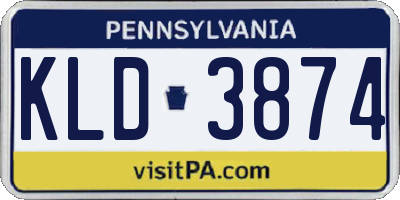 PA license plate KLD3874