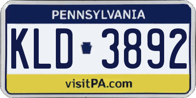 PA license plate KLD3892