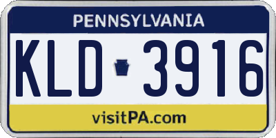 PA license plate KLD3916