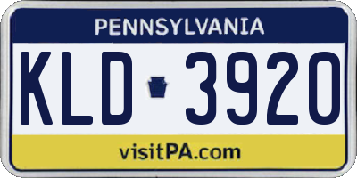 PA license plate KLD3920