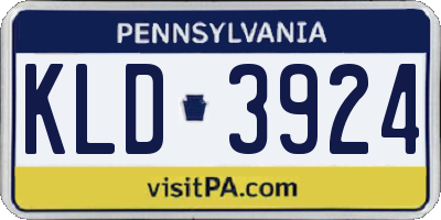 PA license plate KLD3924