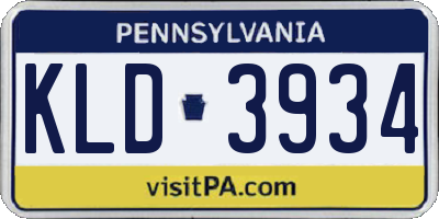 PA license plate KLD3934