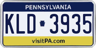 PA license plate KLD3935