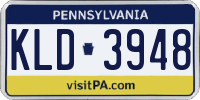 PA license plate KLD3948