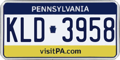 PA license plate KLD3958