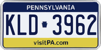 PA license plate KLD3962