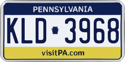 PA license plate KLD3968
