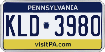 PA license plate KLD3980