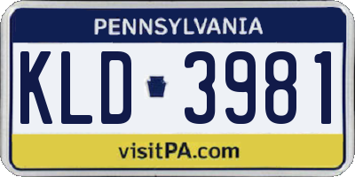 PA license plate KLD3981