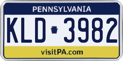 PA license plate KLD3982