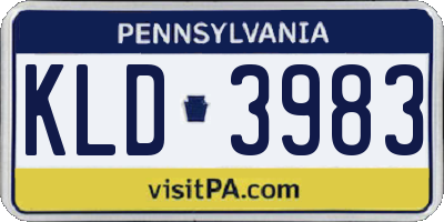 PA license plate KLD3983