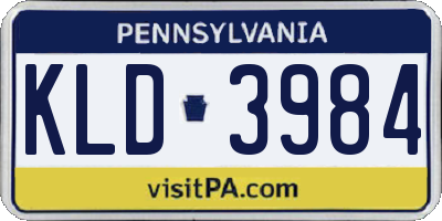 PA license plate KLD3984