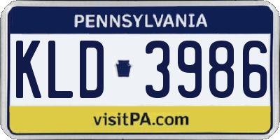 PA license plate KLD3986