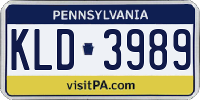 PA license plate KLD3989
