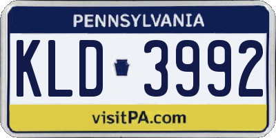 PA license plate KLD3992