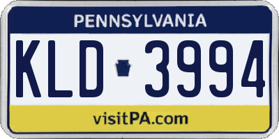 PA license plate KLD3994