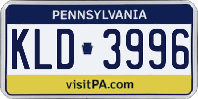 PA license plate KLD3996