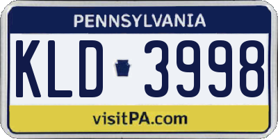 PA license plate KLD3998