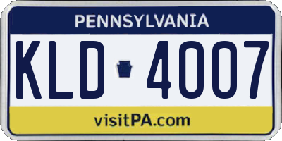 PA license plate KLD4007