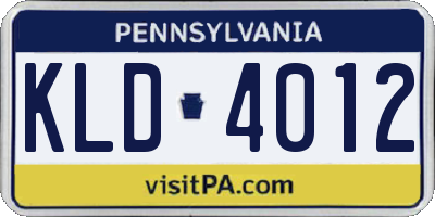 PA license plate KLD4012