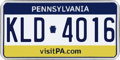 PA license plate KLD4016