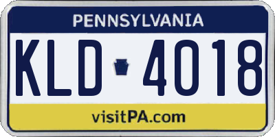 PA license plate KLD4018