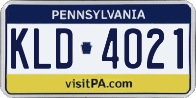 PA license plate KLD4021