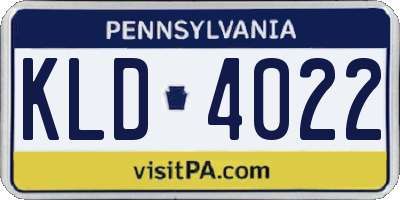 PA license plate KLD4022