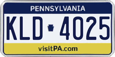 PA license plate KLD4025