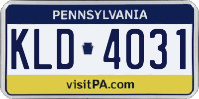 PA license plate KLD4031