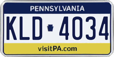 PA license plate KLD4034