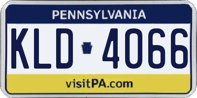PA license plate KLD4066