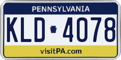 PA license plate KLD4078