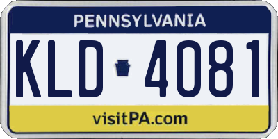 PA license plate KLD4081
