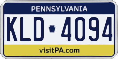 PA license plate KLD4094