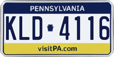 PA license plate KLD4116