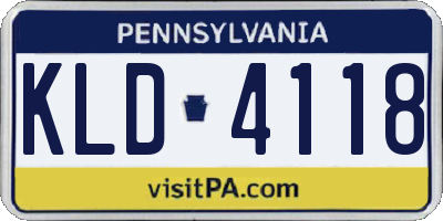 PA license plate KLD4118