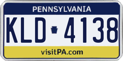 PA license plate KLD4138