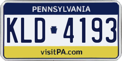 PA license plate KLD4193