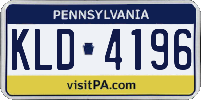 PA license plate KLD4196